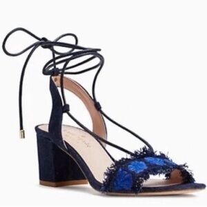Kate Spade embroidered denim sandal in indigo size 8